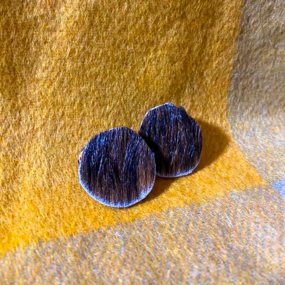 Cowhide stud earrings